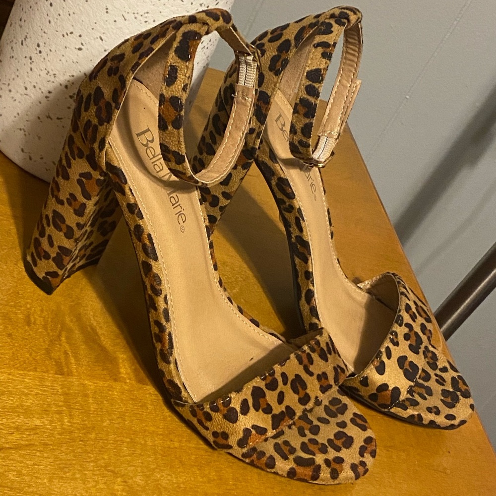 Womens Leopard Print Sandal Heels